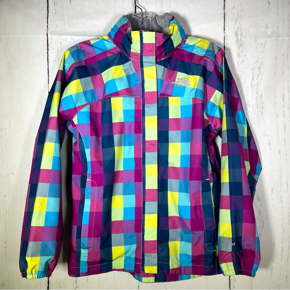 The North Face Printed Resolve Plaid Hyvent Rain Outerwear Jacket w/ Hood Size